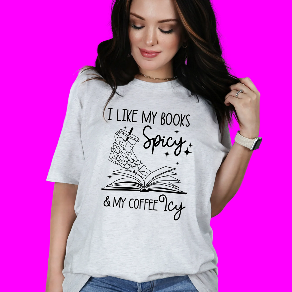 Wholesale Books Spicy Coffee Icy Graphic Tee - Ash Grey Tee