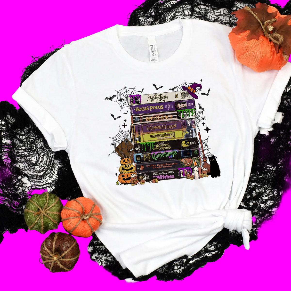 Wholesale Classic Halloween Movies Graphic Tee - White Tee