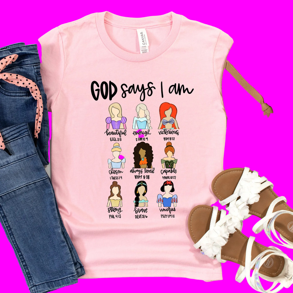 Wholesale Princess - God Says I Am Graphic Tee - Pink Tee