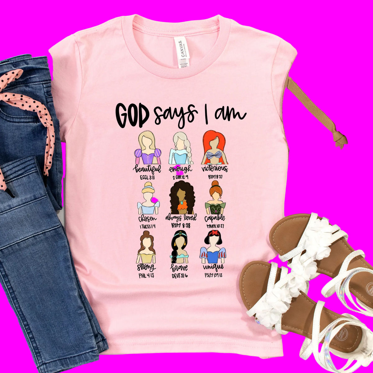 Wholesale Princess - God Says I Am Graphic Tee - Pink Tee