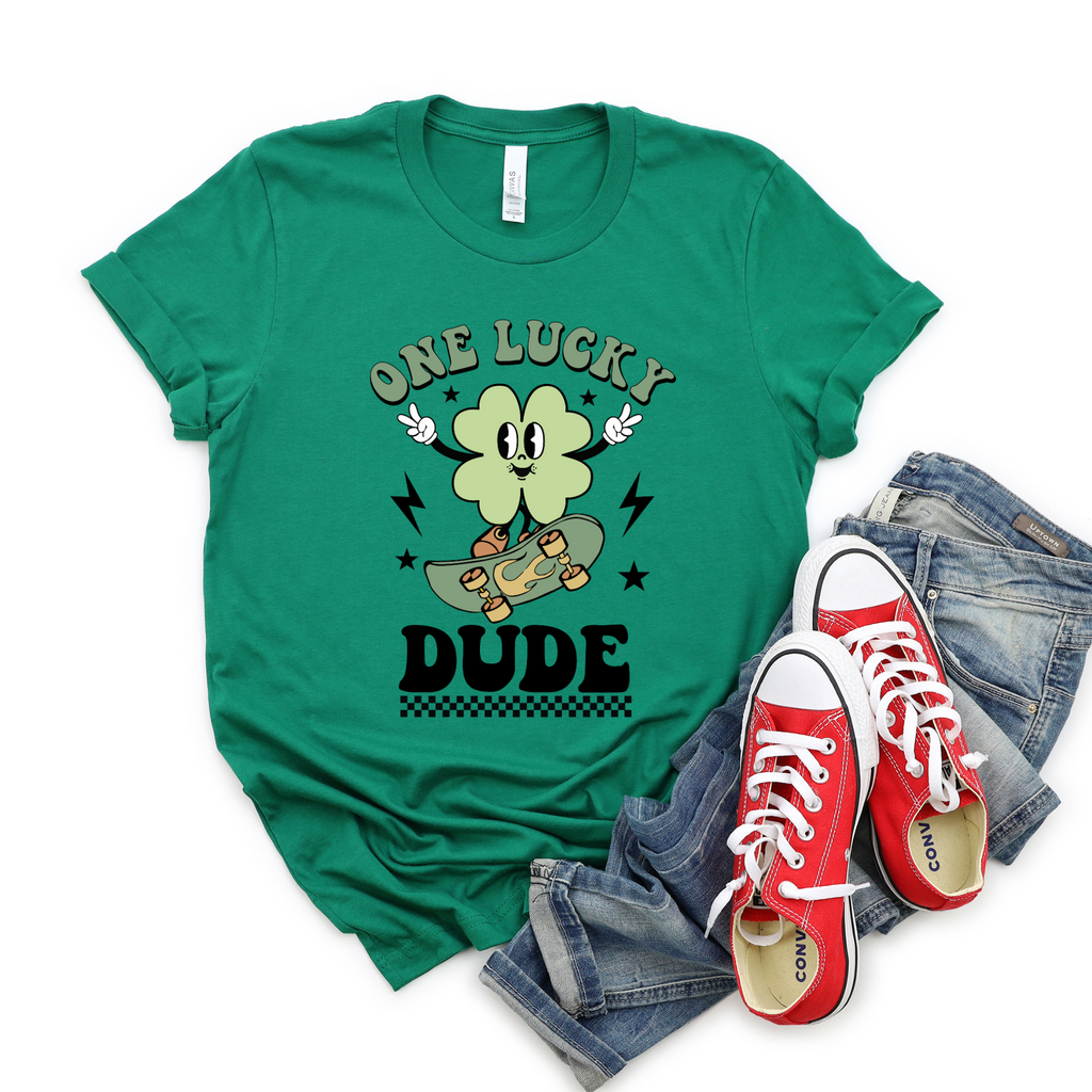 Wholesale One lucky dude Graphic Tee - Kelly Green Tee