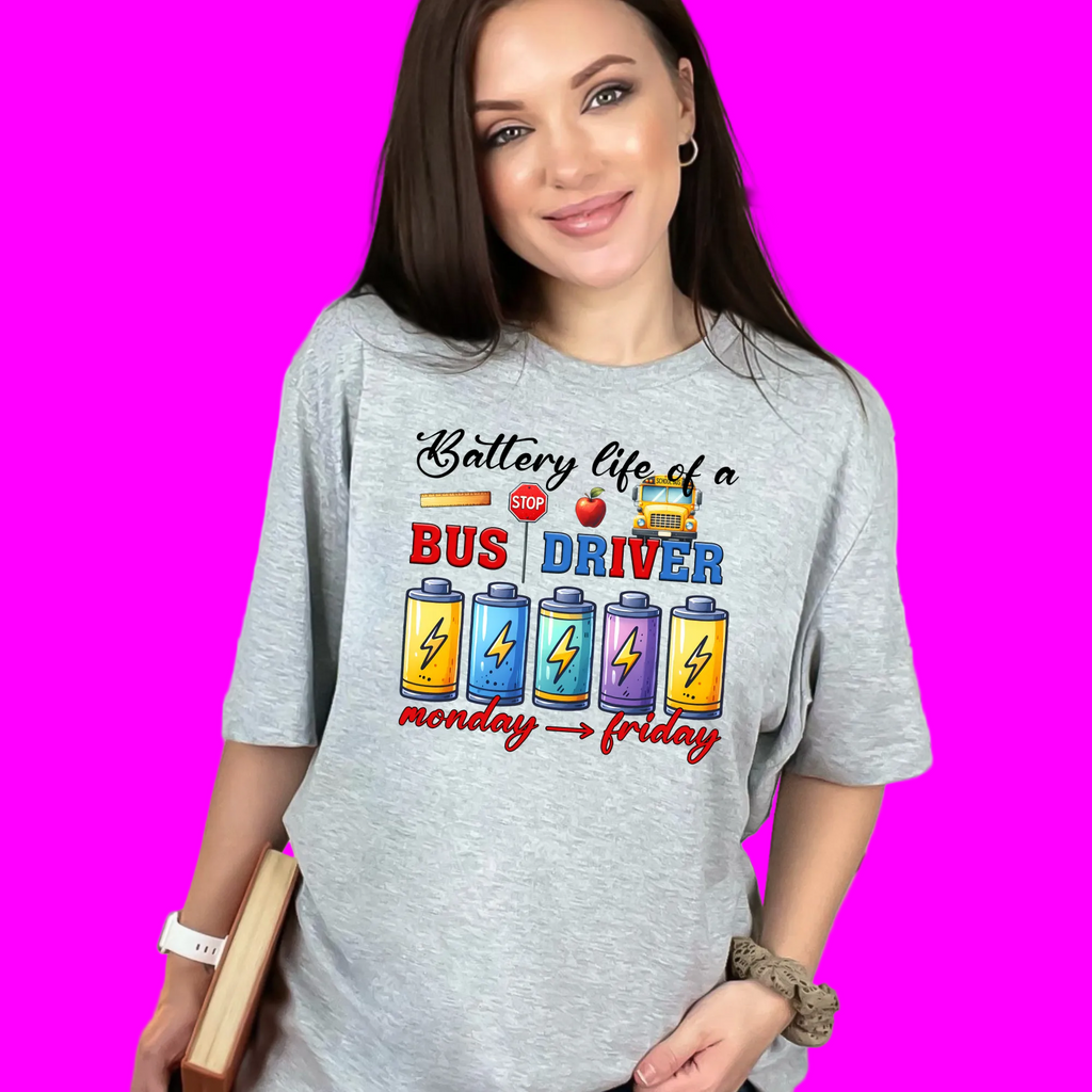 Wholesale Bus Driver Battery Graphic Tee - French Vanilla Tee