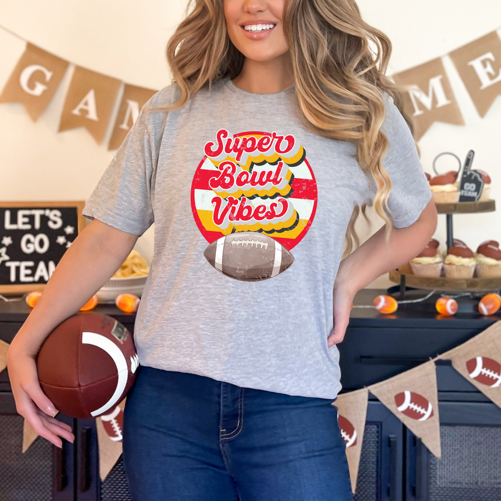 Wholesale KC Super bowl vibes Graphic Tee - Grey Tee