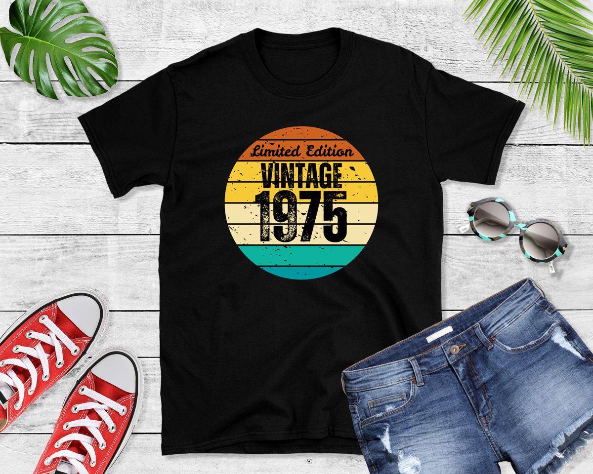 Wholesale Vintage Birth Year Custom Graphic Tee - Black Tee