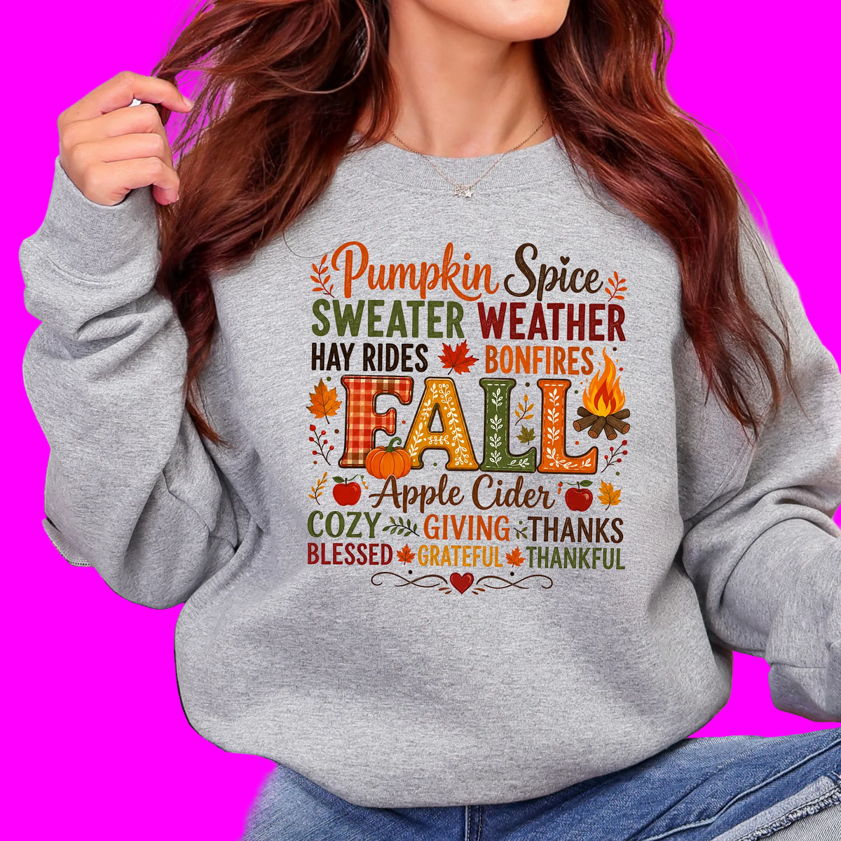 Wholesale Pumpkin Spice Sweater Weather Graphic Sweatshirt - Sport Grey