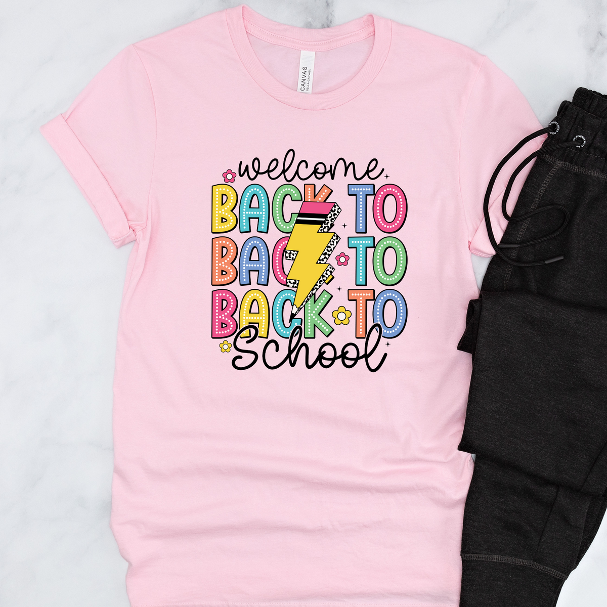 Wholesale School Welcome Back Graphic Tee - Pink Tee