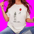 Wholesale Skeleton Red Balloon Graphic Tee - Natural
