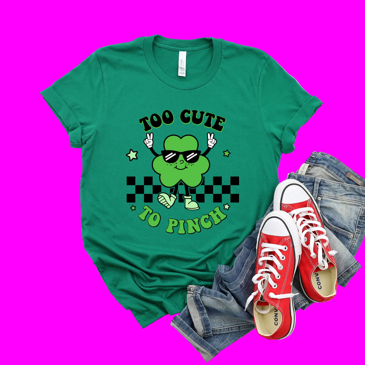Wholesale Too cute to pinch - Boy Graphic Tee - Kelly Green Tee