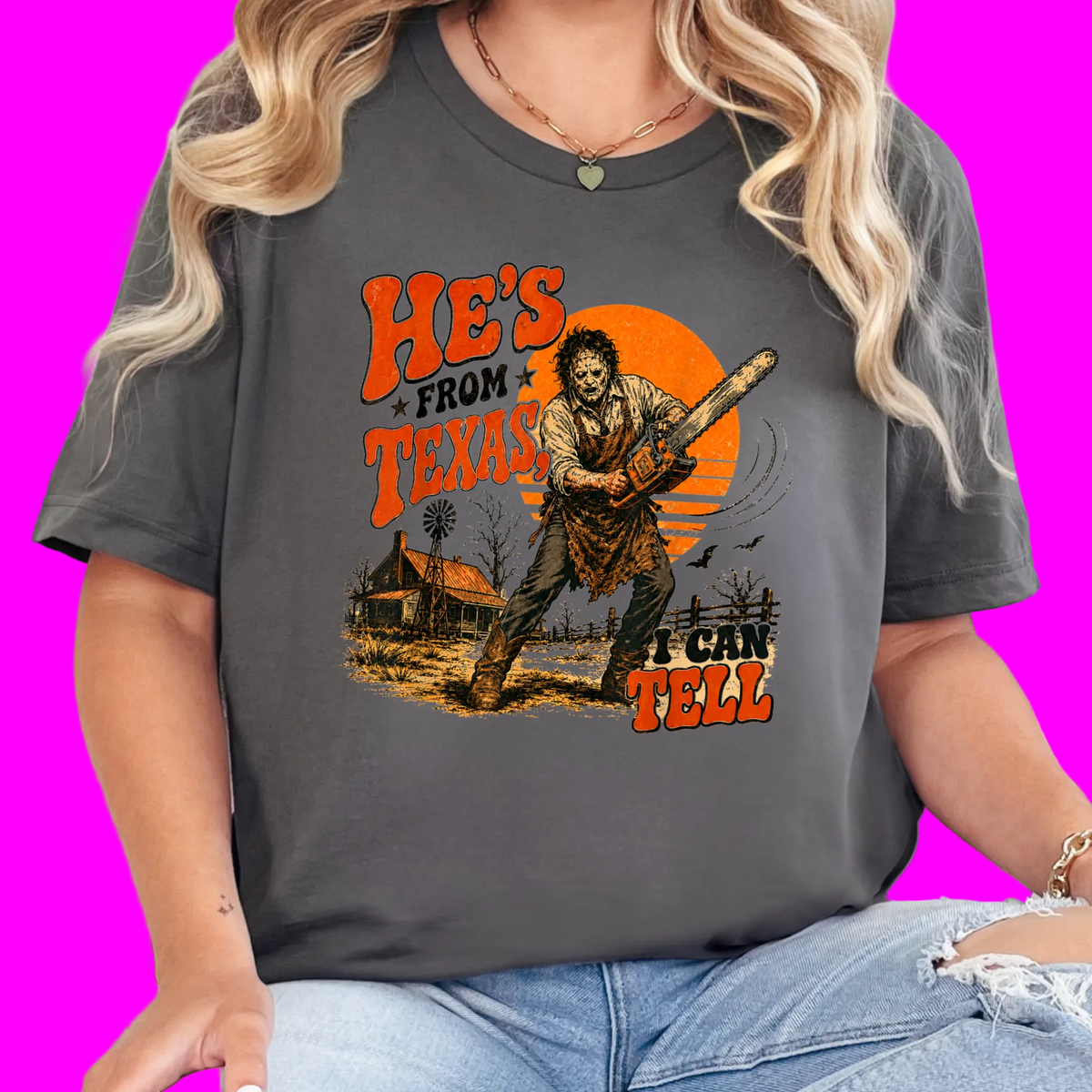 Wholesale He's From Texas Graphic Tee - Asphalt