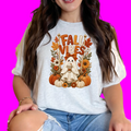 Wholesale Floral Ghost Autumn Patchwork Graphic Tee - Ash