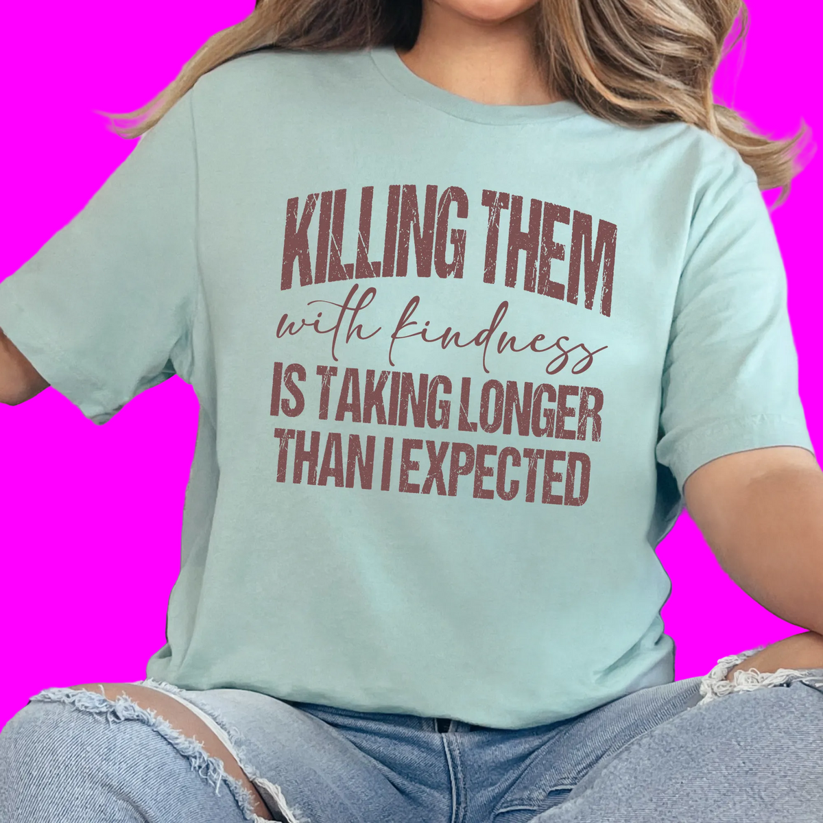 Wholesale Taking Longer Than I Expected Graphic Tee - Dusty Blue