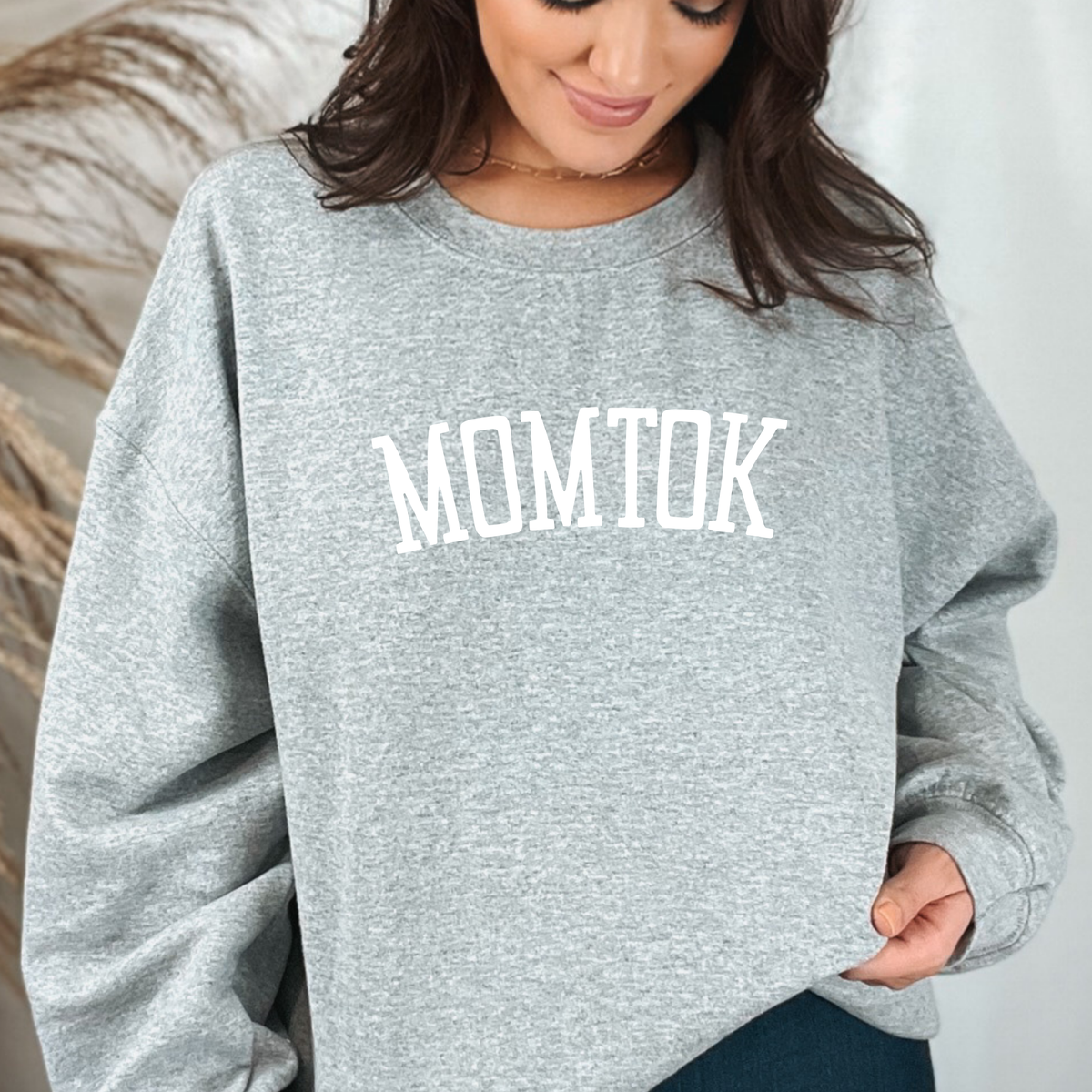 Wholesale MomTok Sweatshirt - Sports Grey Sweatshirt