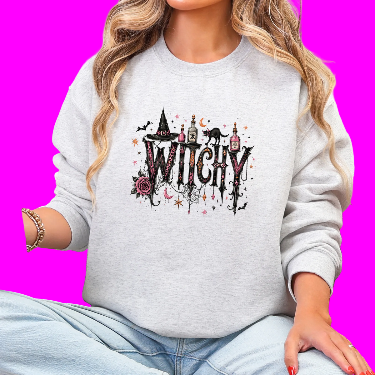 Wholesale Witchy Graphic Sweatshirt - Ash