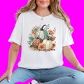 Wholesale Boho Pumpkins Floral Graphic Tee - White Tee