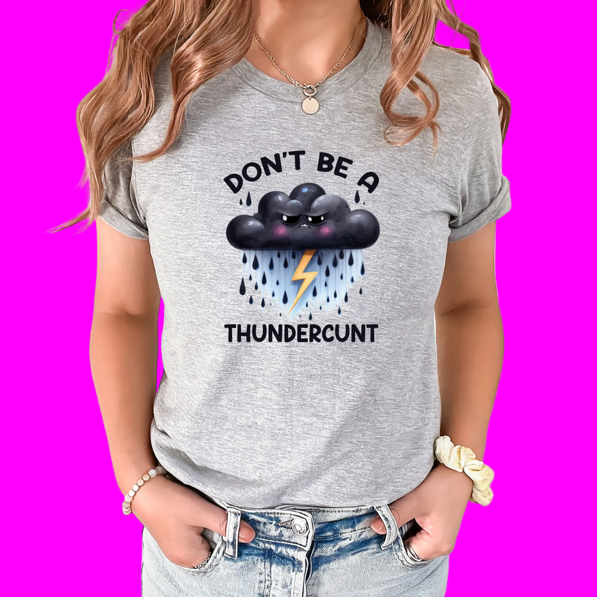 Wholesale Don't be a Thunder Graphic Tee - Grey Tee