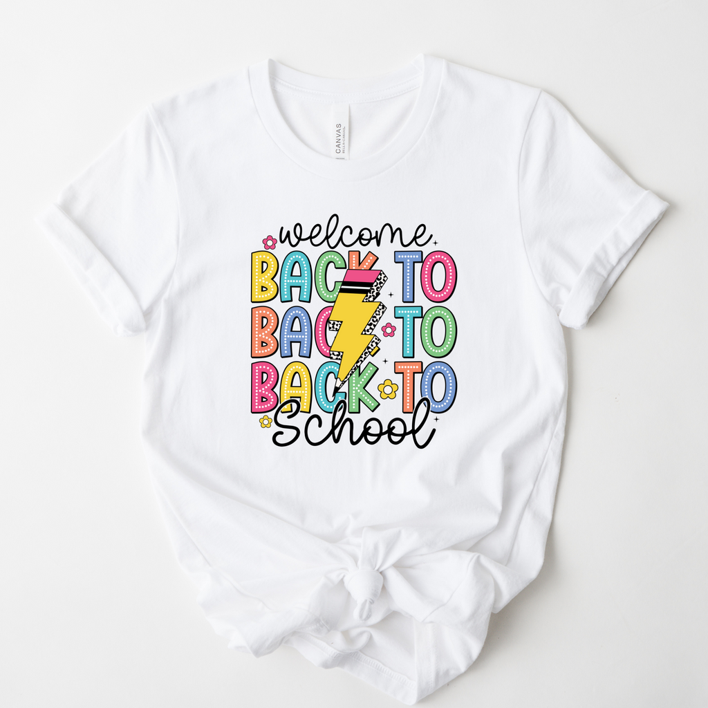 Wholesale School Welcome Back Graphic Tee - White Tee