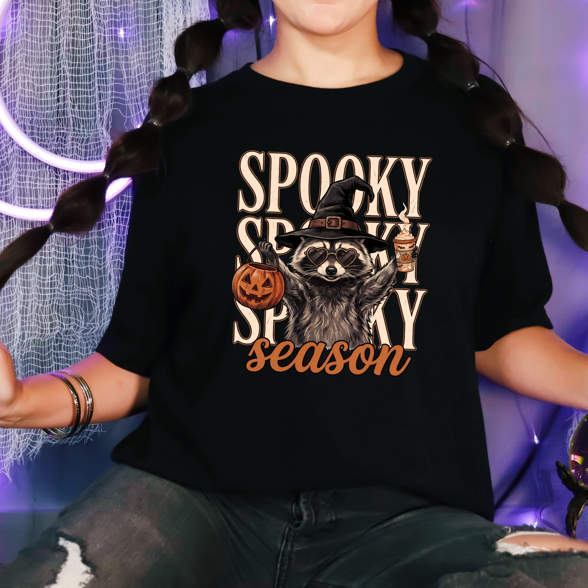 Spooky Season Raccoon - Black