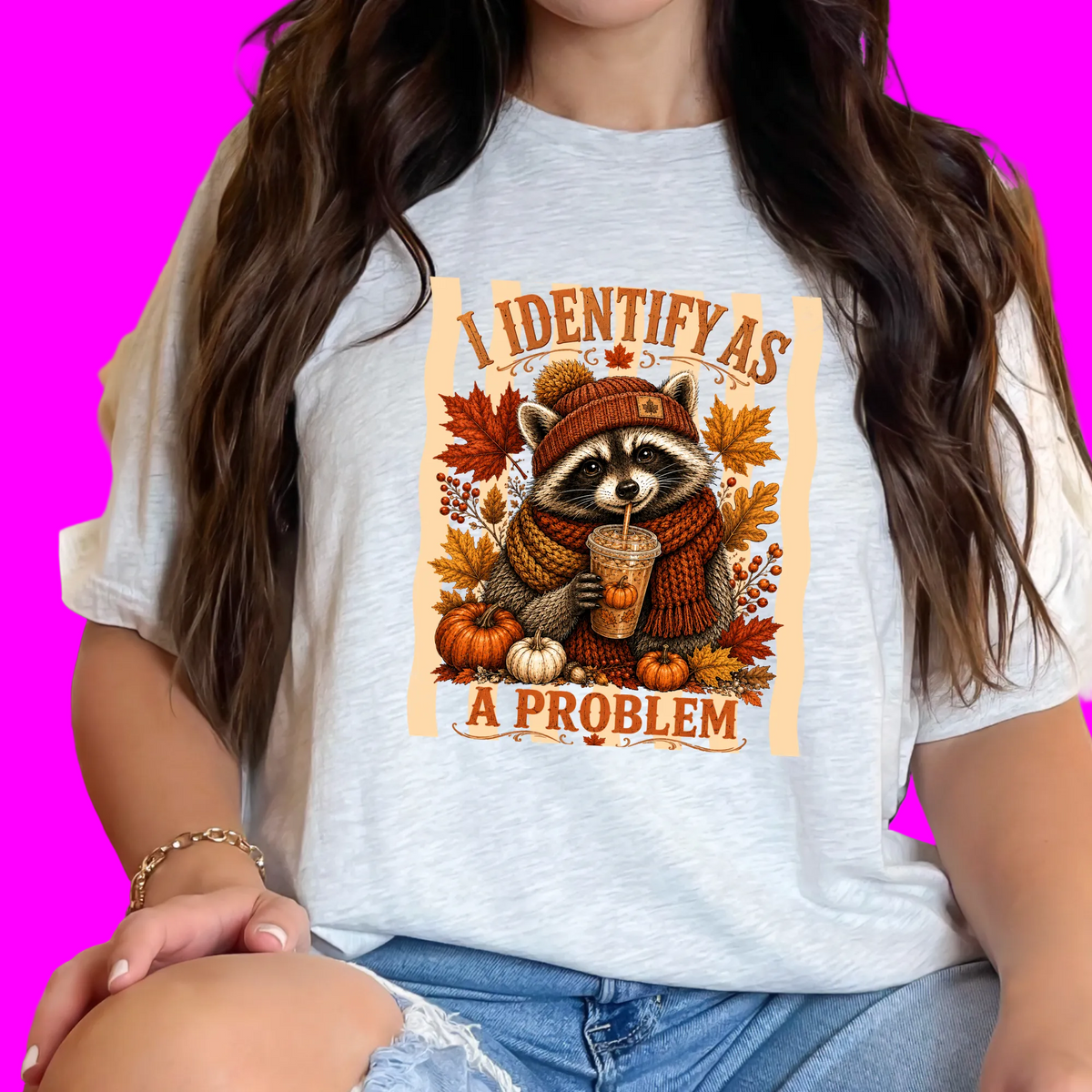 Wholesale Identify as a Problem Fall Graphic Tee - Ash