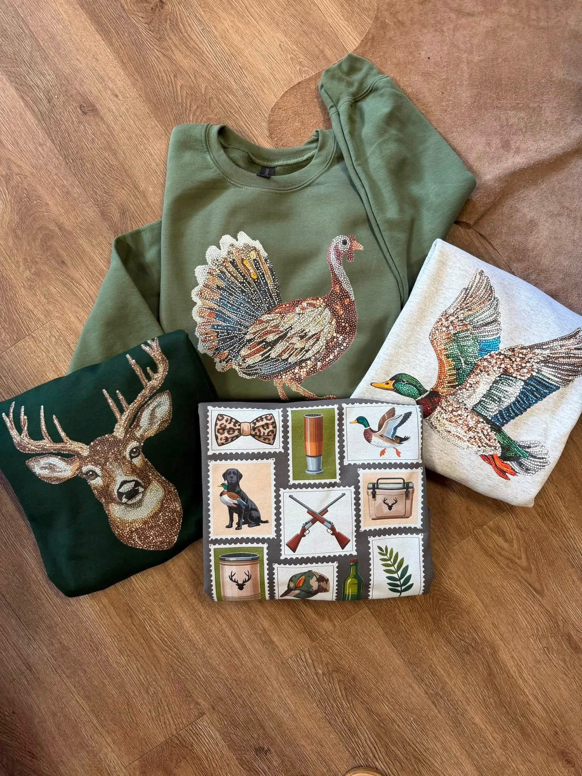 Faux Rhinestone Mallard Camo Hunting Sweatshirt