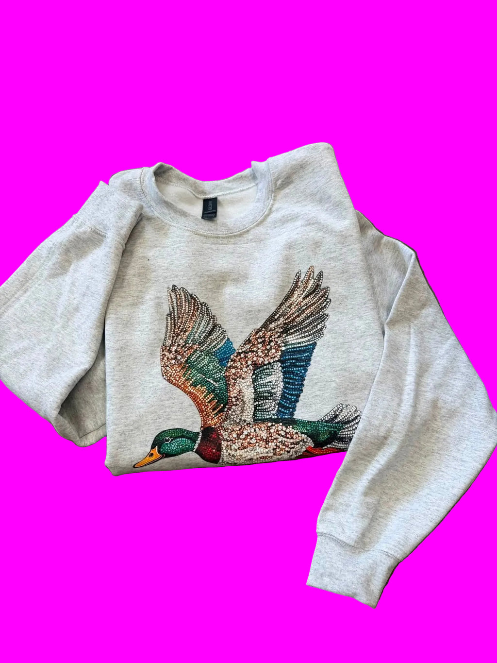 Faux Rhinestone Mallard Camo Hunting Sweatshirt