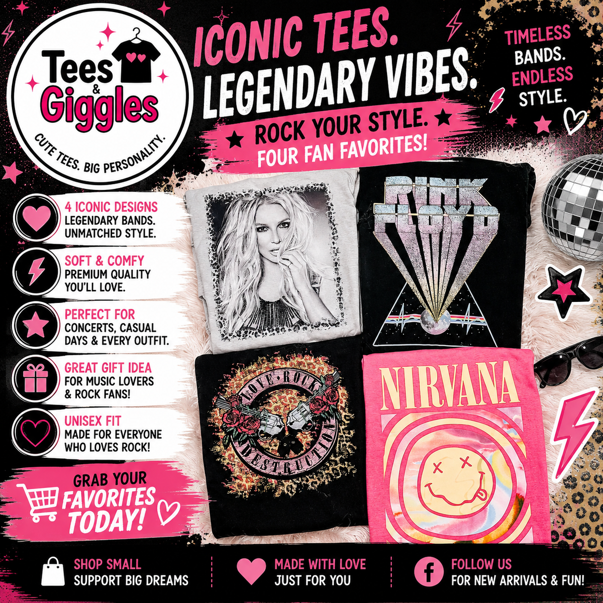 90's Music Graphic Tee Collection