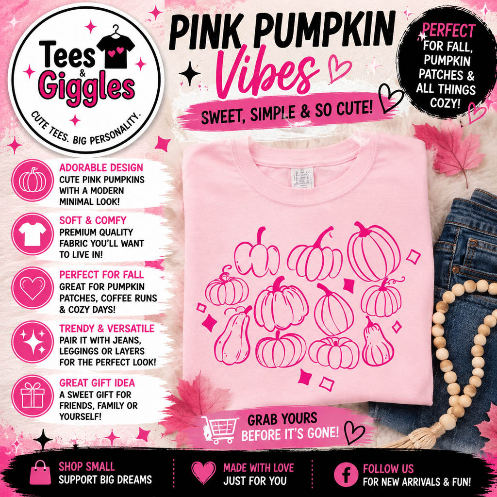 Monochrome Pink Pumpkin Fall Comfort Colors Colorblast Graphic Tee