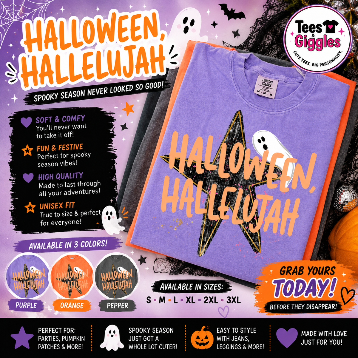 Halloween Hallelujah Comfort Colors Graphic Tee