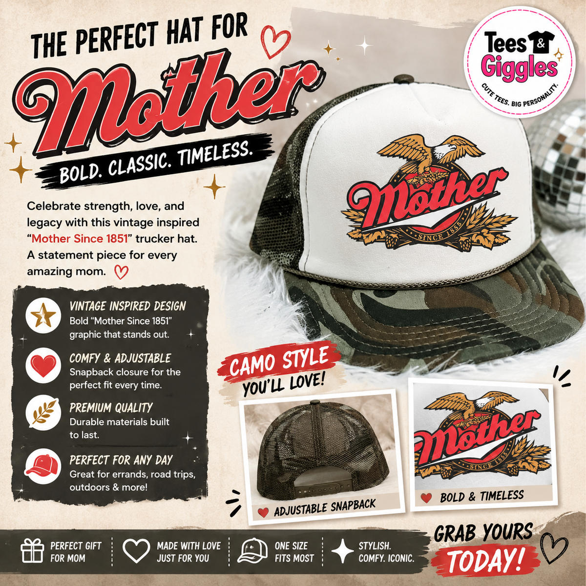 Camo Mother America Trucker Hat