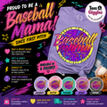 Violet Retro Baseball Mama Comfort Colors Graphic Tee