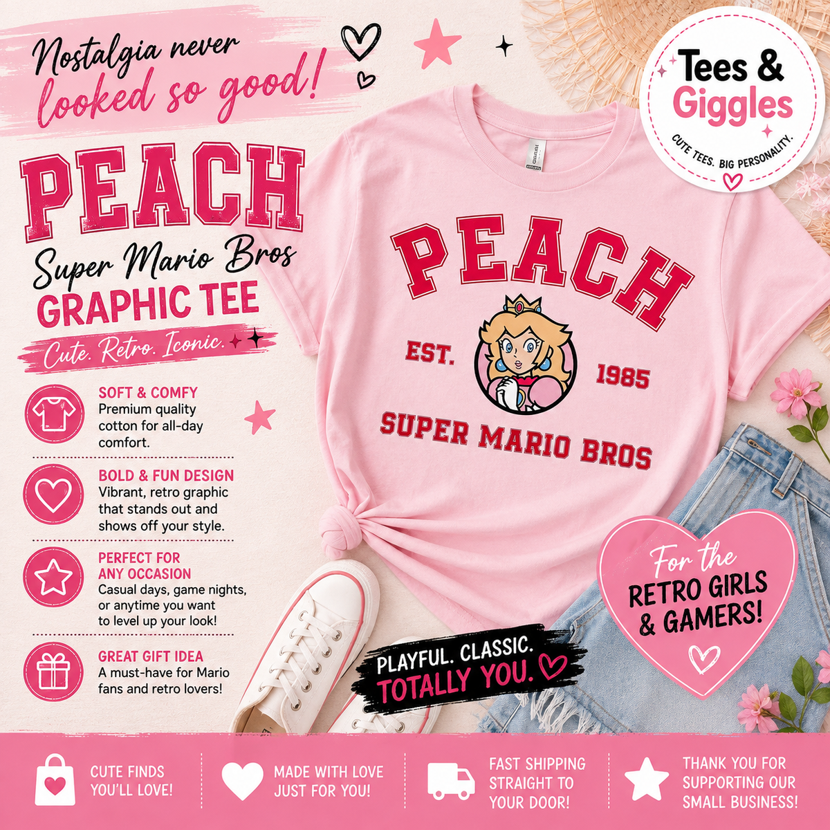 Princess Peachy Kids Graphic Tee