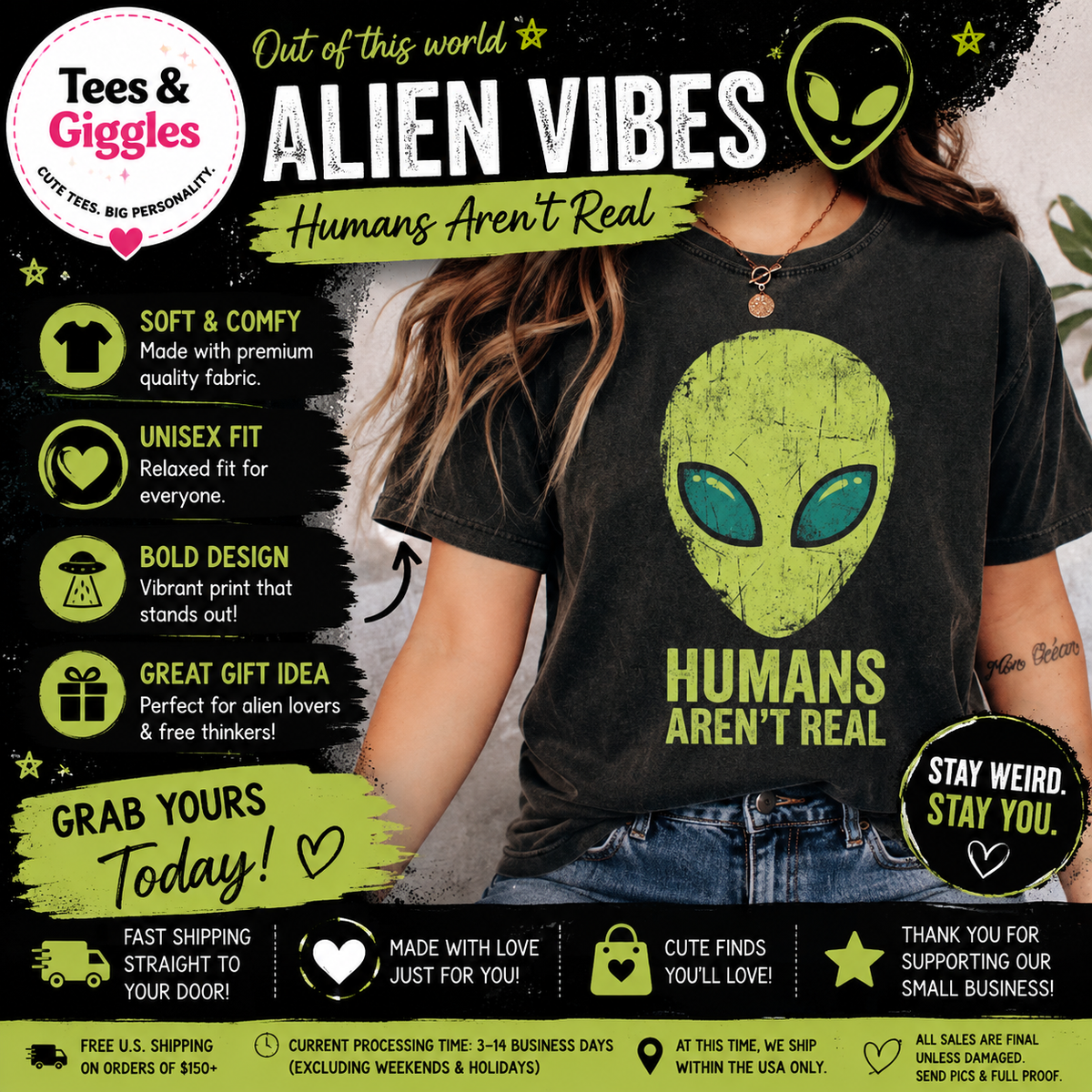 Humans Aren't Real Graphic Tee