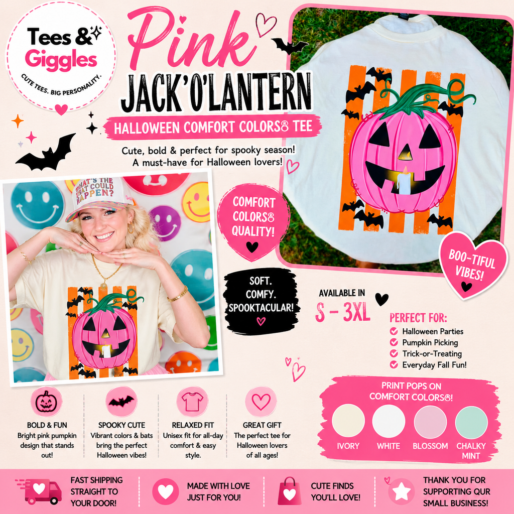 Pink JackOLantern’ Halloween Comfort Colors Graphic Tee