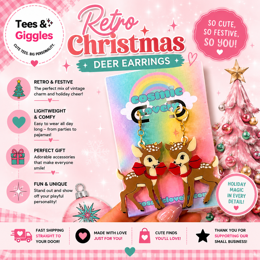 Retro Christmas Deer Earrings
