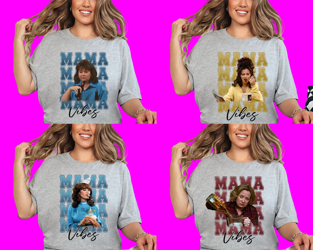 Wholesale 90's Mama Vibes Graphic Tee - Roseanne Mama Vibes - Grey Tee