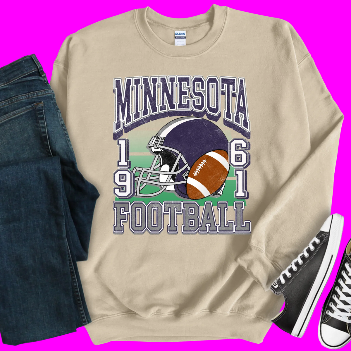Wholesale Minnesota Retro Football - Sand Sweatshirt
