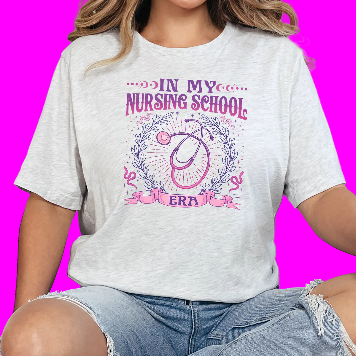 Wholesale Nursing School Era Graphic Tee - Ash Tee