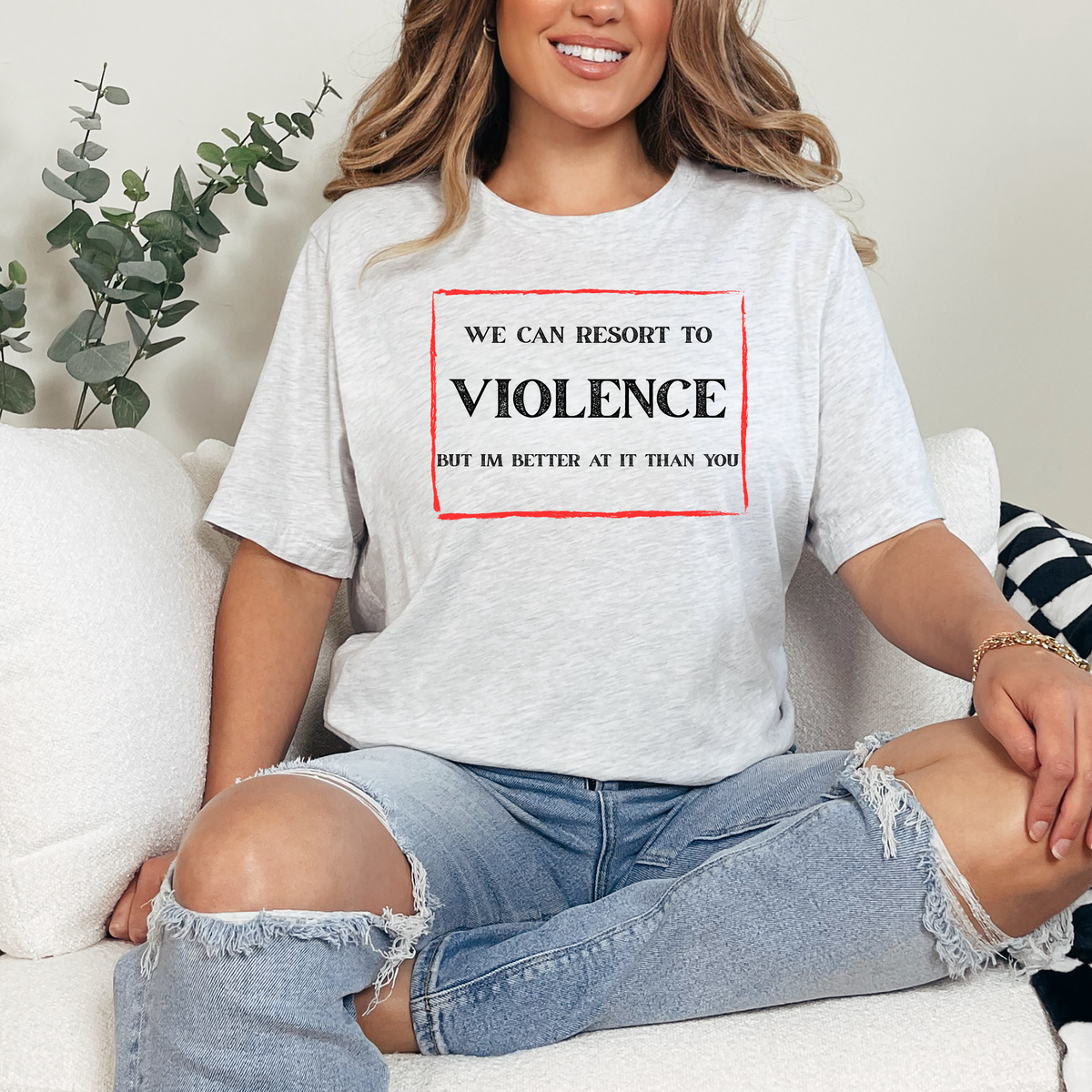 Wholesale Resort to Violence Graphic Tee - Ash Tee