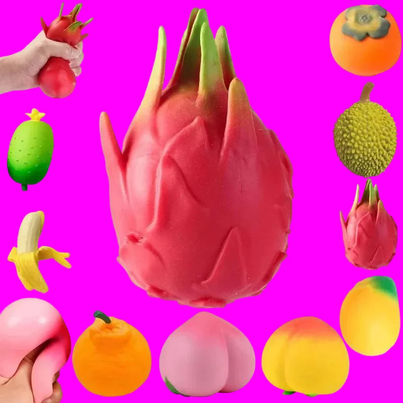 Soft Fruit Squishy Stress Relief Toy Set | Fidget Sensory Squeeze
