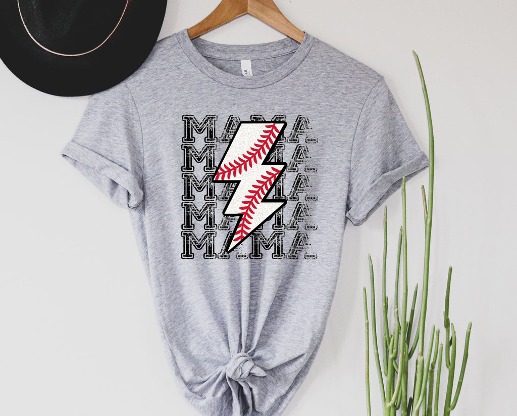 Wholesale Baseball Mama Bolt Graphic Tee - White