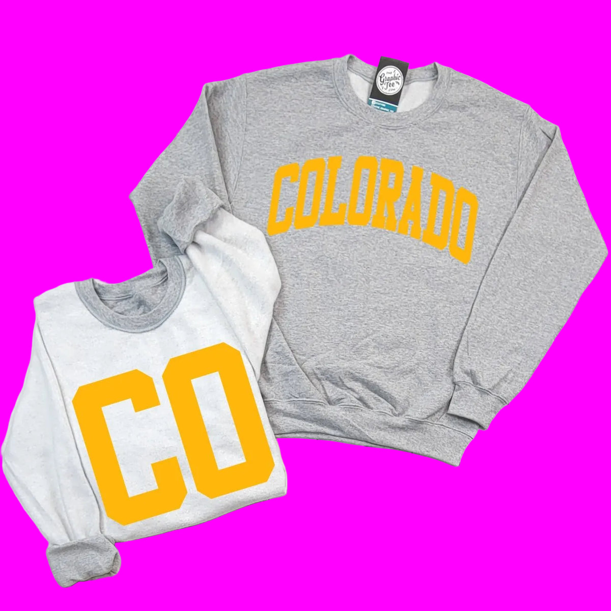 Colorado Gold Print Reversible Sport Grey Crewneck Sweatshirt
