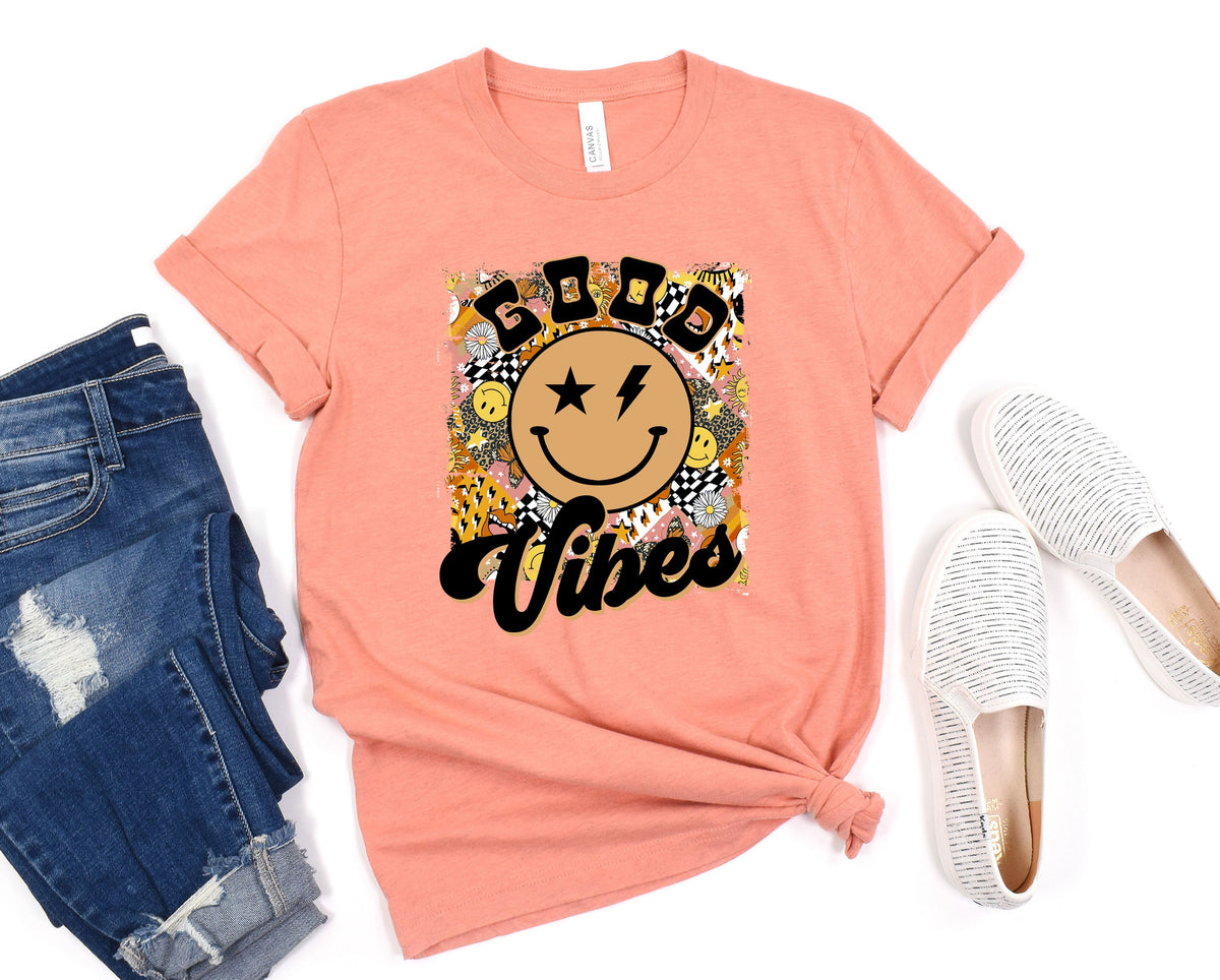 Wholesale Good Vibes Graphic Tee - White