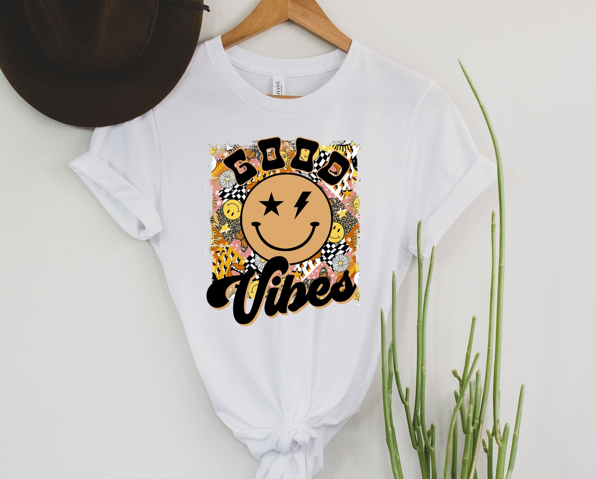 Wholesale Good Vibes Graphic Tee - Heather Sand