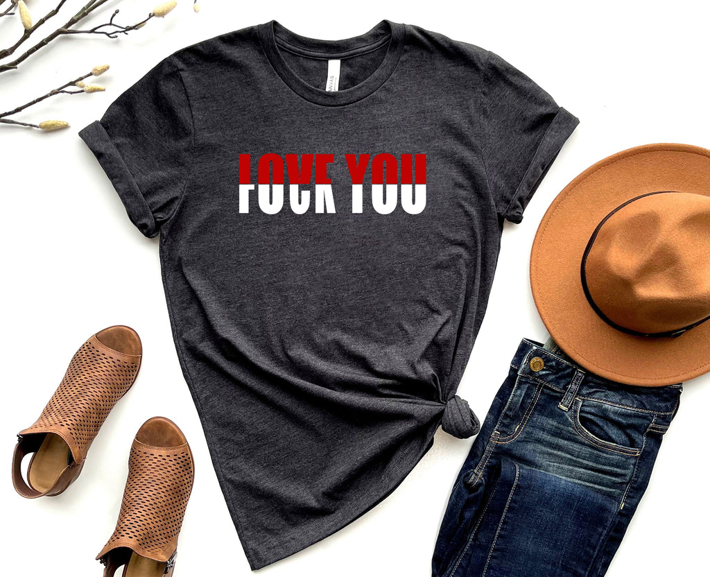 Wholesale Love You F You Graphic Tee - Charcoal