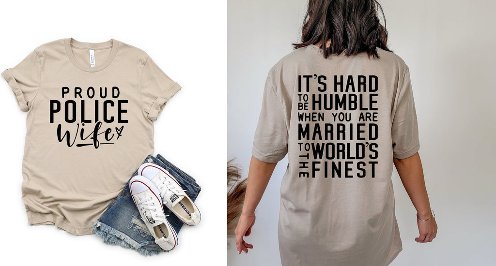 Wholesale Proud Police Wife Graphic Tee - True Royal Blue Tee