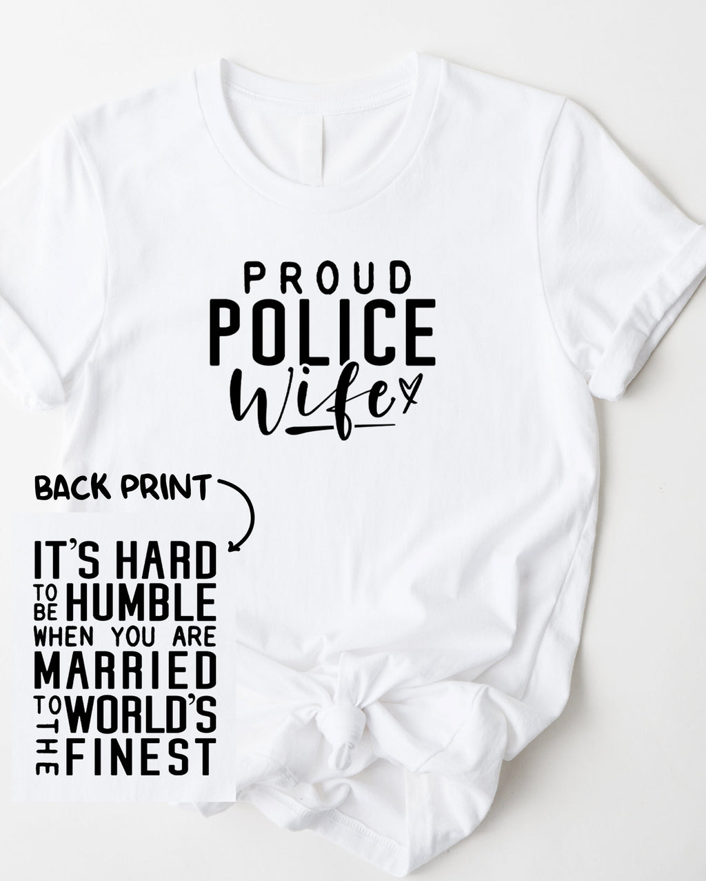 Wholesale Proud Police Wife Graphic Tee - White Tee