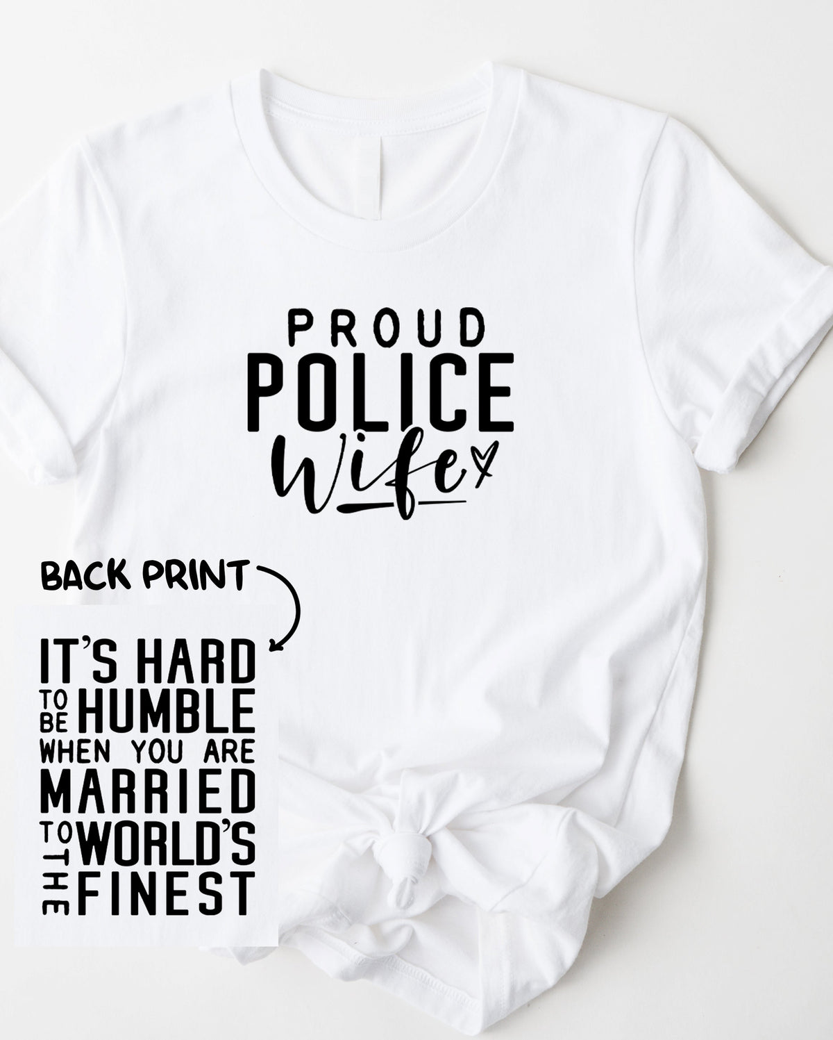 Wholesale Proud Police Wife Graphic Tee - White Tee