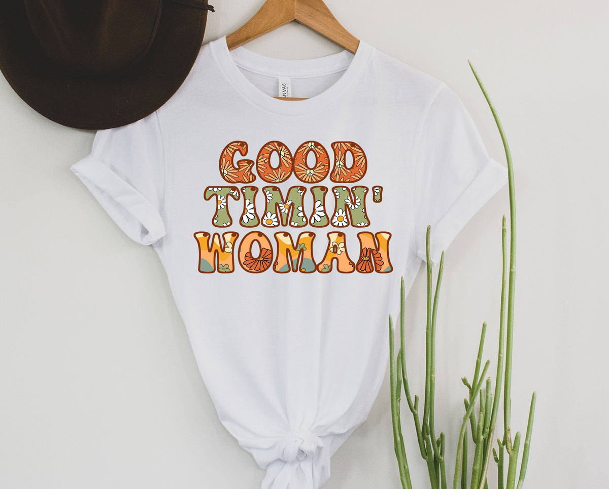 Wholesale Retro Good Timin' Woman Graphic Tee - White